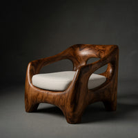 Solid Wood Chair Armchair With Sculptural Frame Porch