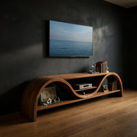 Ribbonwave Walnut TV Console with Open Display Shelf