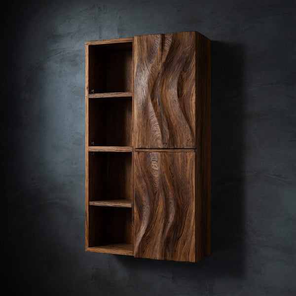 Solid Wood Corner Wall Bathroom Shelf Mounted Cabinet