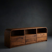 Solid Wood Sideboard Natural With Open Shelf Home
