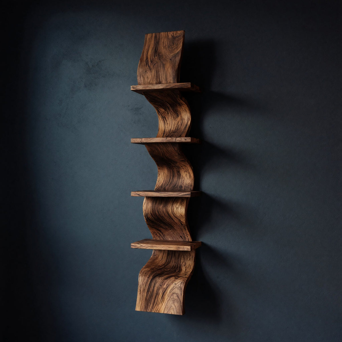 Solid Wood Wall Mounted Shelf Curved Floating Statement Living Room