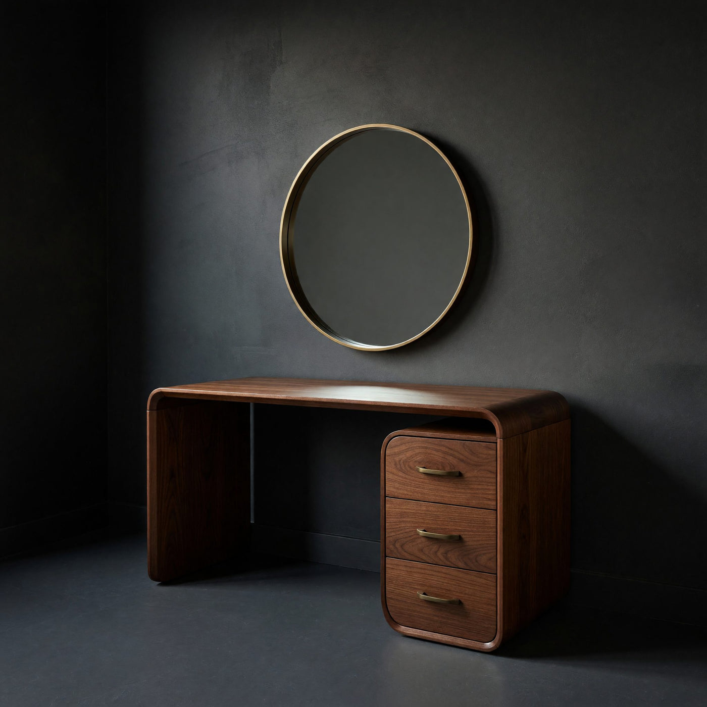 Solid Wood Dressing Table Japandi Vanity Walk Closet Makeup Area Space