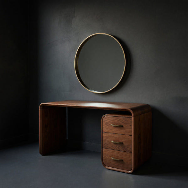Solid Wood Dressing Table Japandi Vanity Walk Closet Makeup Area Space