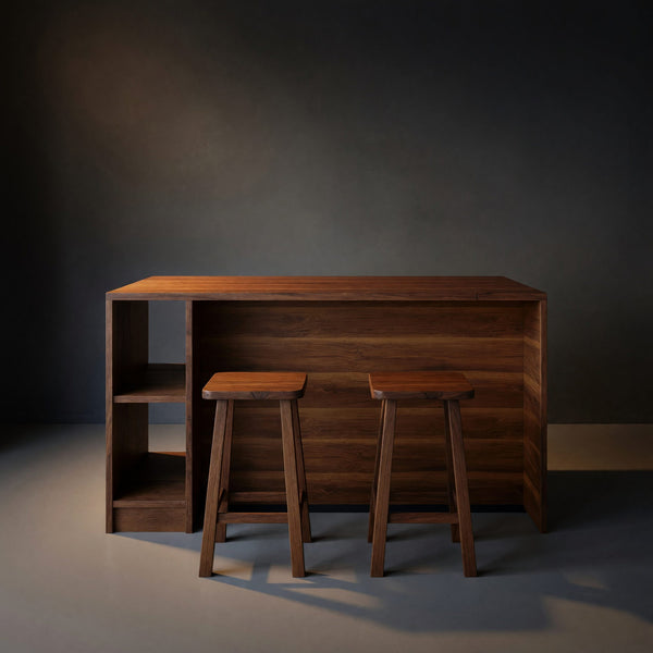 Solid Wood Bar Table Warm With Storage Kitchen Breakfast Nook