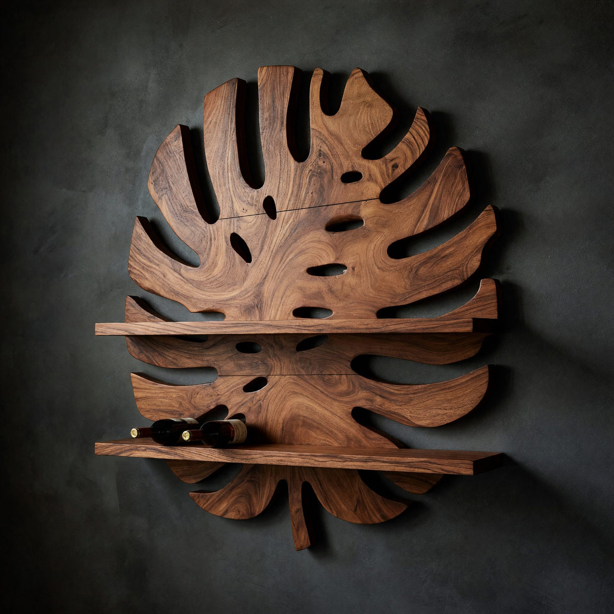 Solid Wood Wine Rack Wall Holder Home Bar Bottle Showcase
