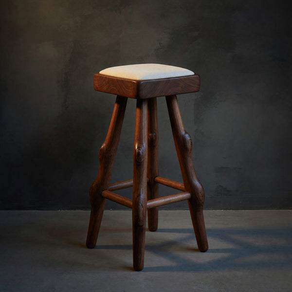 Solid Wood Bar Stool Rustic Handcrafted Kitchen Patio