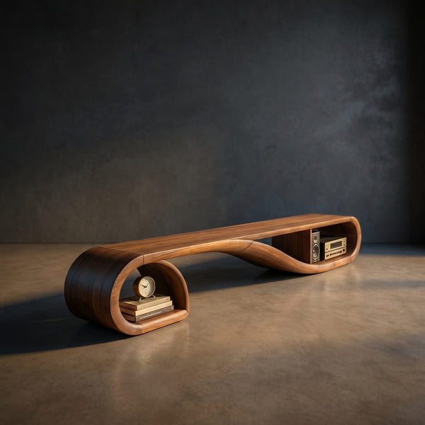 Scandinavian Sculptural Tv Console For Resort Interior Space