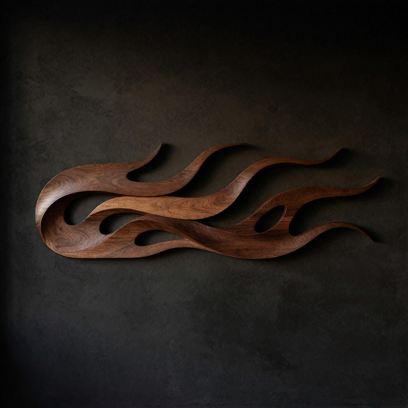 Where the Fire Lies Down: A Carved Walnut Wall Relief