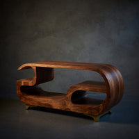 Solid Wood Record Player Stand Minimalist Curved City Apartment