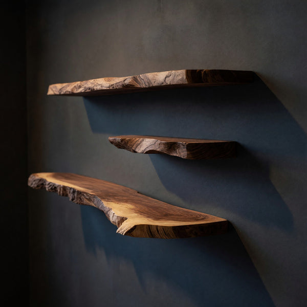 Solid Wood Natural Wood Floating Shelves Handcrafted Live Edge Shelf Christmas