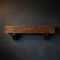 Solid Wood Floating Fireplace Mantel Rustic Shelf With Wave Carved Cozy