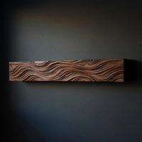 Solid Wood Floating Fireplace Mantel Shelf With Wave Carved Modern Home