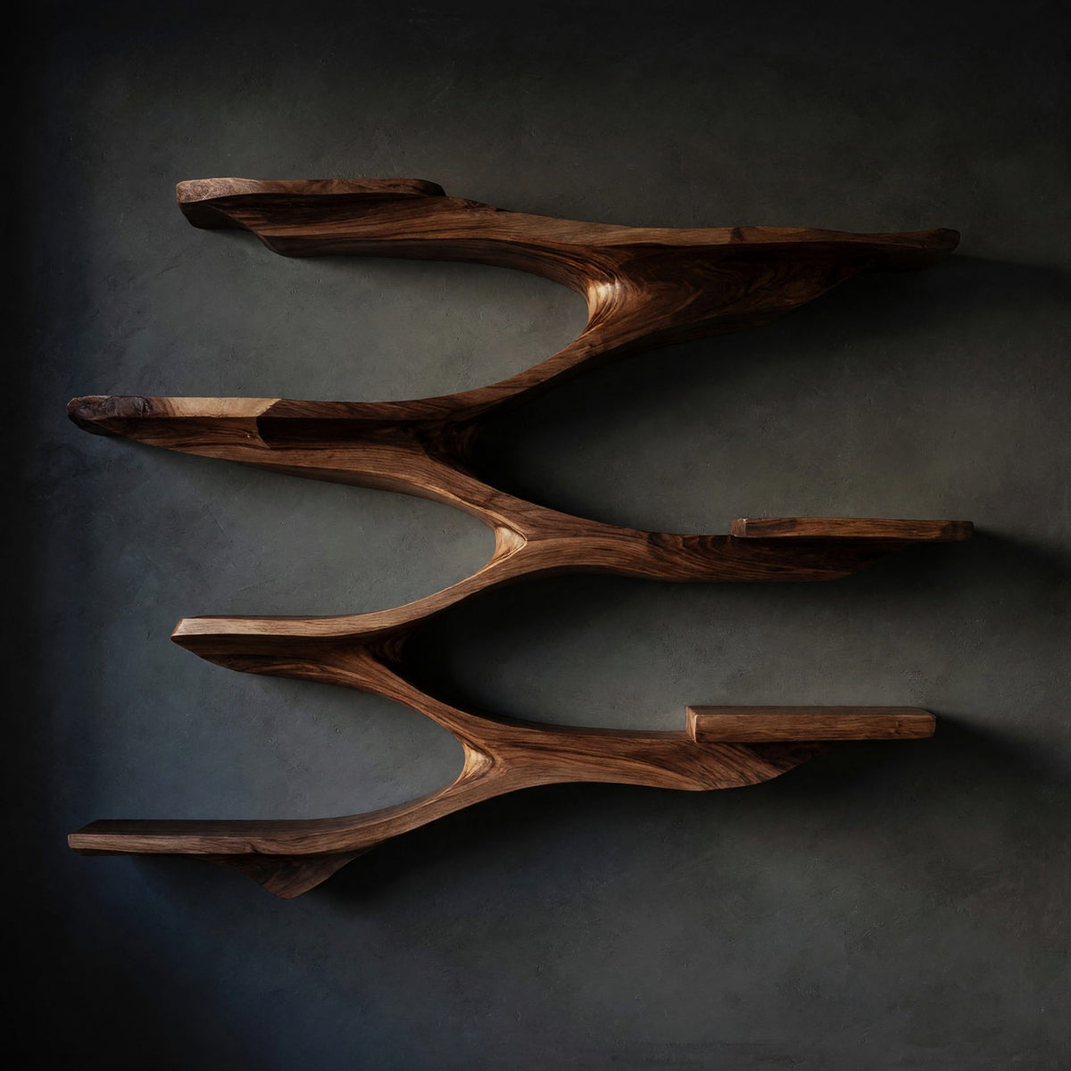 Solid Wood Wall Mounted Shelf Mid Century Living Room Space