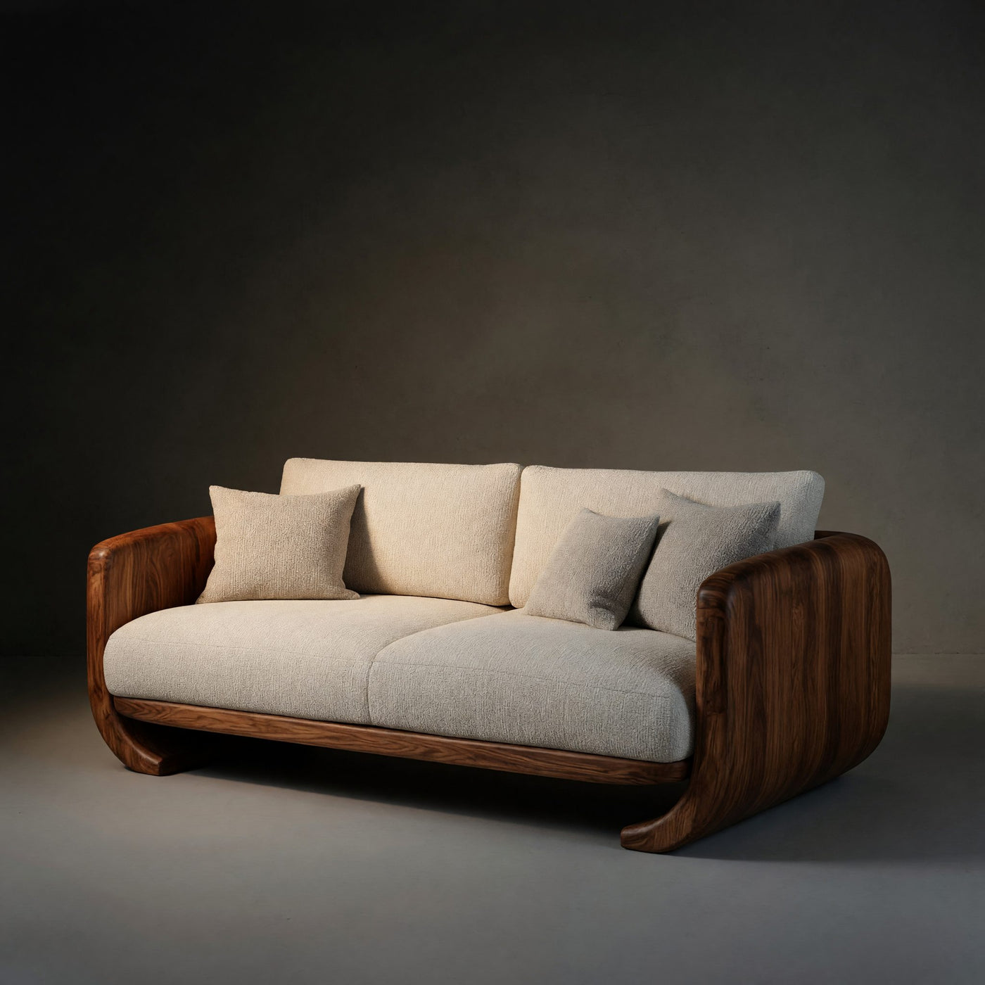 Solid Wood Sofa Curved Living Room
