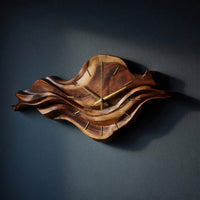 Solid Wood Clock Wall With Unique Wave Sculpture Home