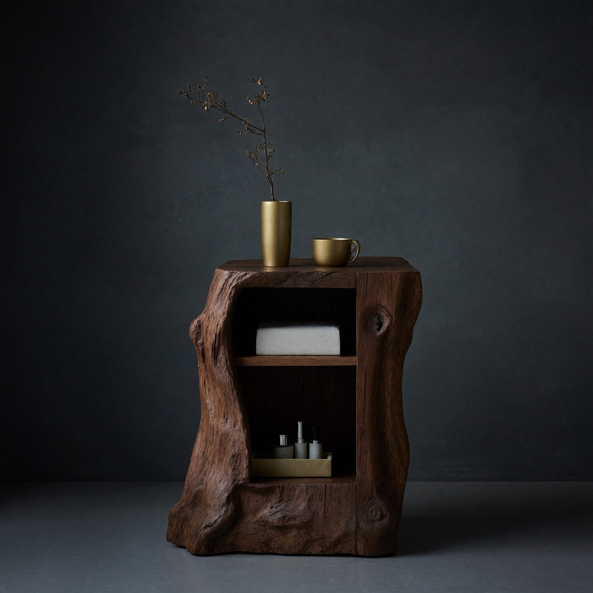 Solid Wood Nightstand Handcrafted Side Cabinet Bedroom