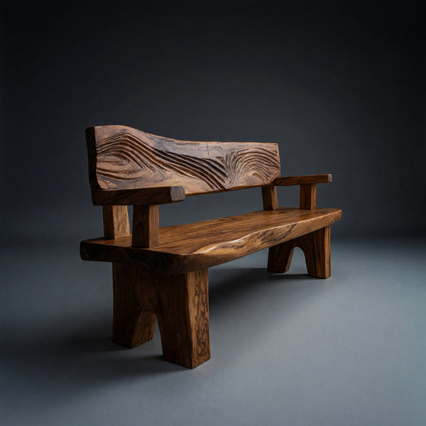 Solid Wood Outdoor Garden Bench Handmade Rustic Entryway