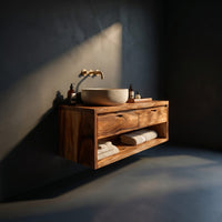 Solid Wood Bathroom Vanity Handcrafted Cabinet