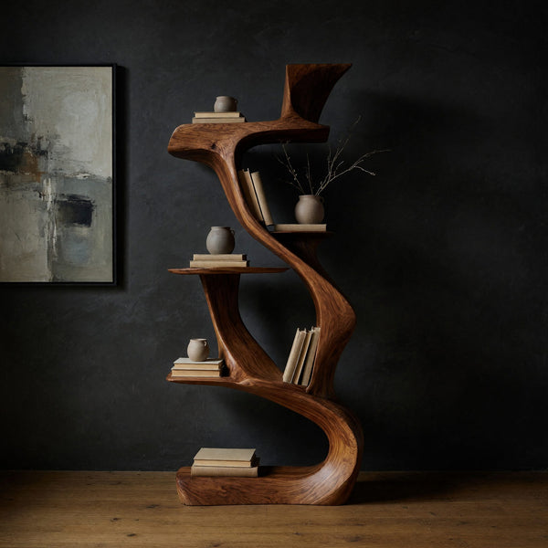 Riverform Bookshelf, Hand-Shaped from Solid Walnut