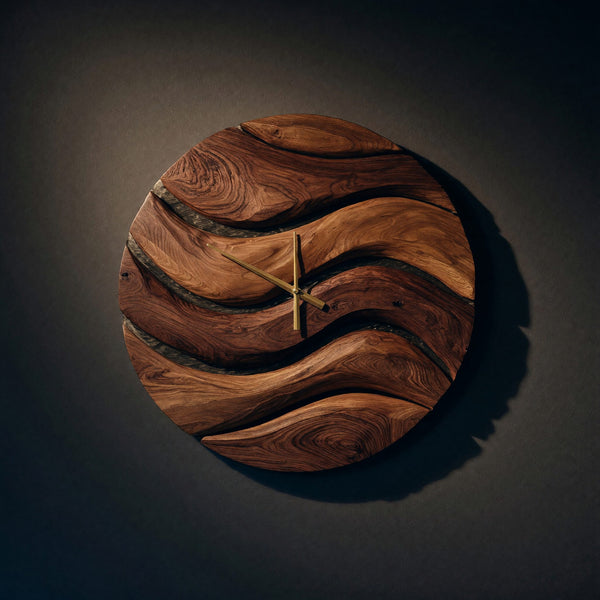 Solid Wood Clock Artistic Minimal Wall Living Room