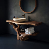 Solid Wood Live Edge Vanity Solid Bathroom Organic Minimalist Bath