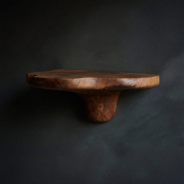 Solid Wood Mushroom Shelf Handcrafted Live Edge Modern