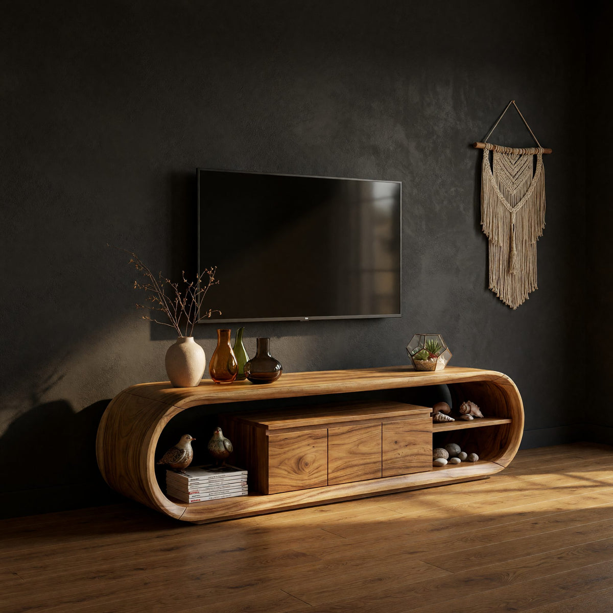 Media Console for a Living Room That Stays Uncluttered