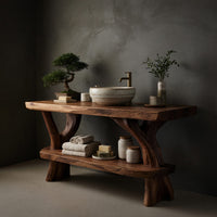 Solid Wood Live Edge Vanity Minimalist Bathroom Simple Bathroom