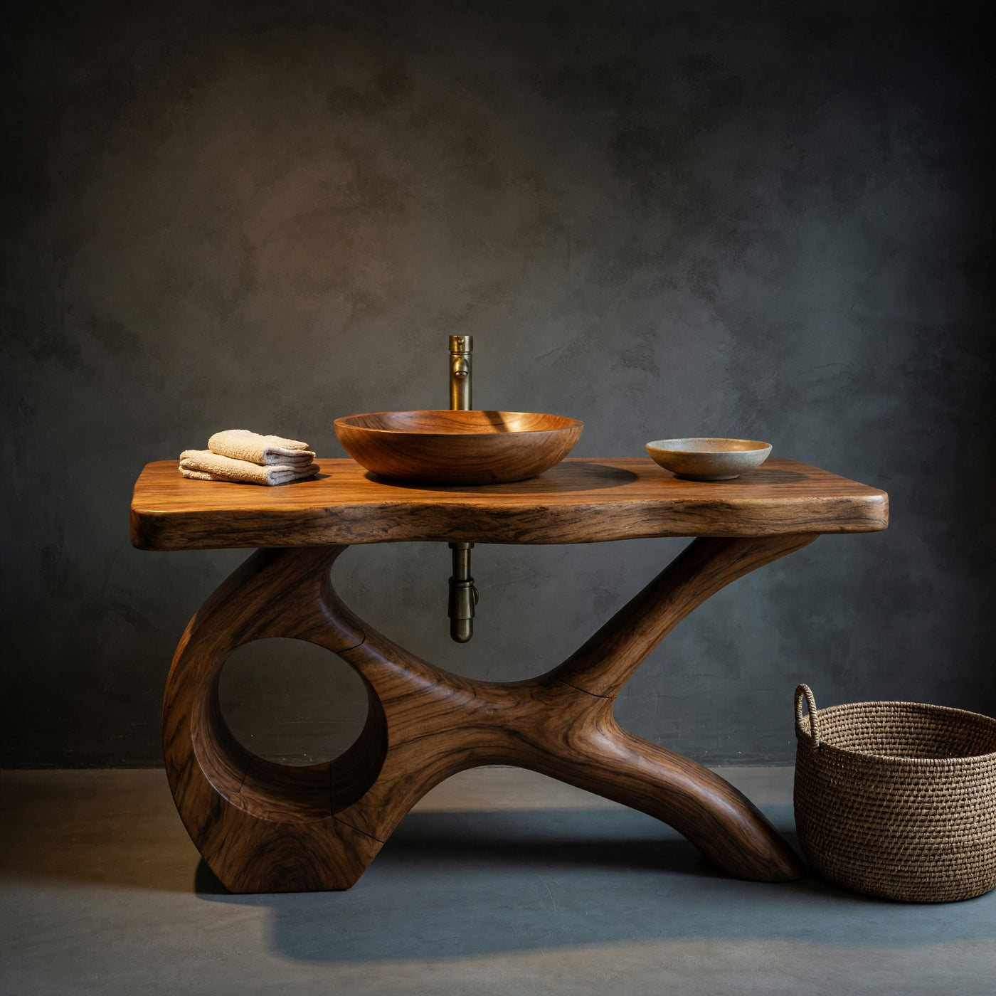 Solid Wood Live Edge Vanity Floating Natural Unit Master Bath