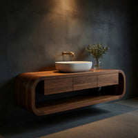 Solid Wood Bathroom Vanity Wall Mounted With Drawers