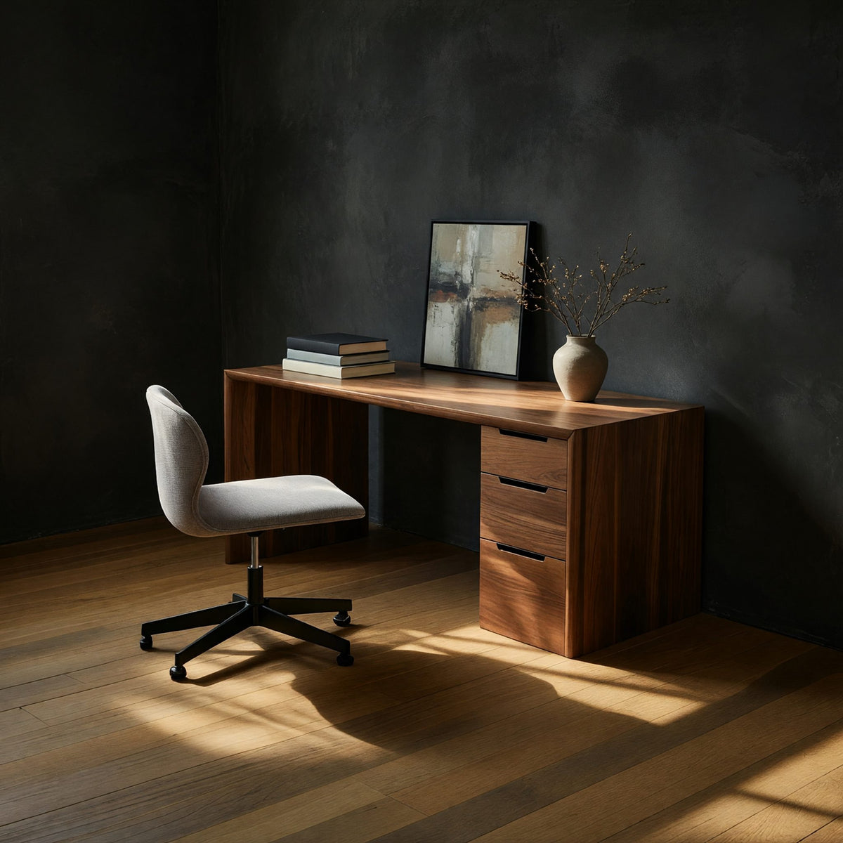 Straight-Grain Walnut Desk for a Working Home Office