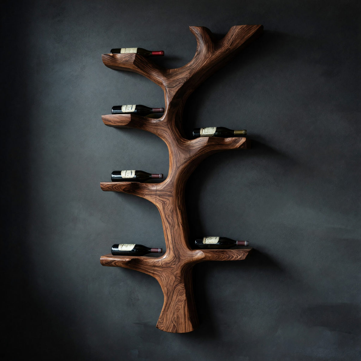 Solid Wood Wine Rack Rustic Branch Style Home Bar
