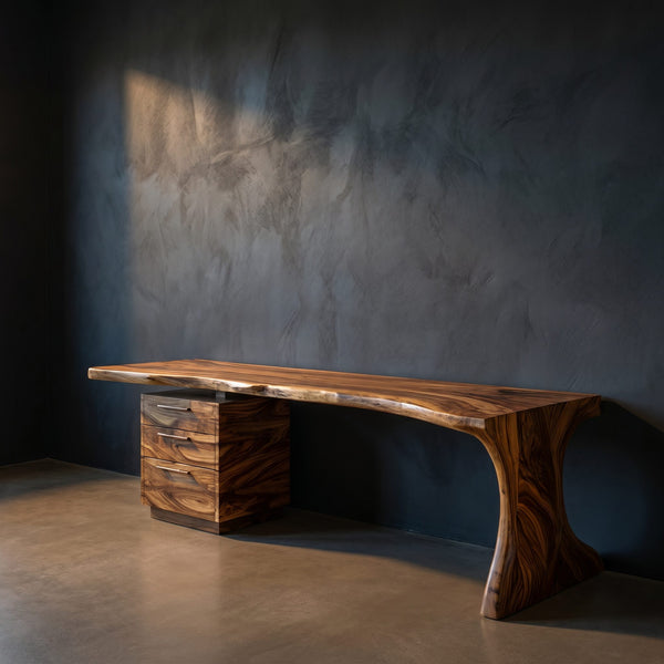 Modern Wooden Desk With Built In Bookshelves For Office Decor