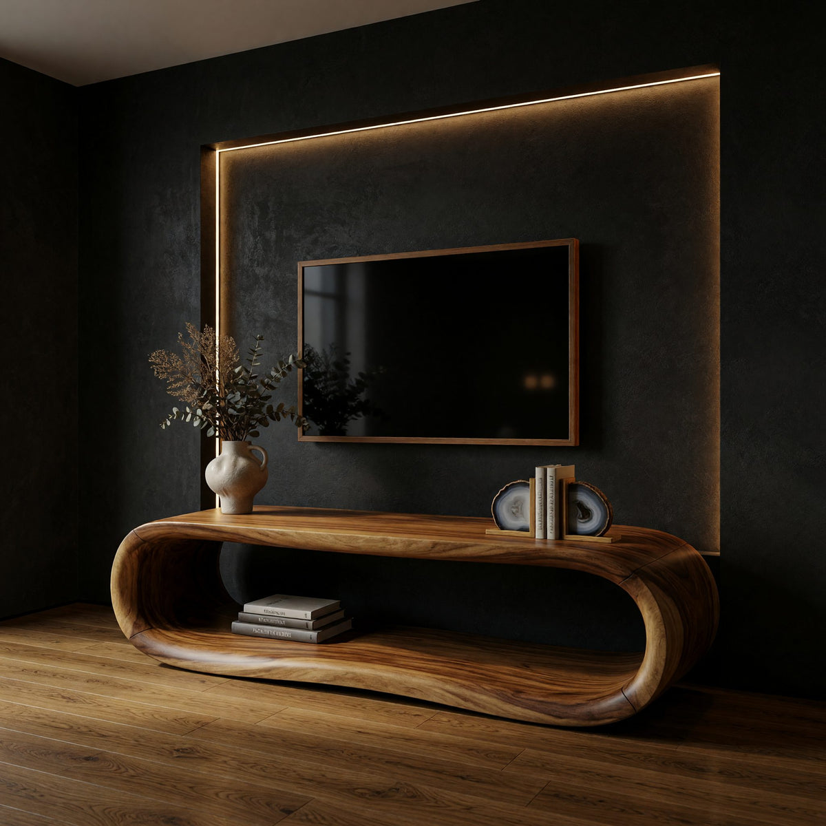 Made of One Unbroken Curve: A Sculptural TV Console