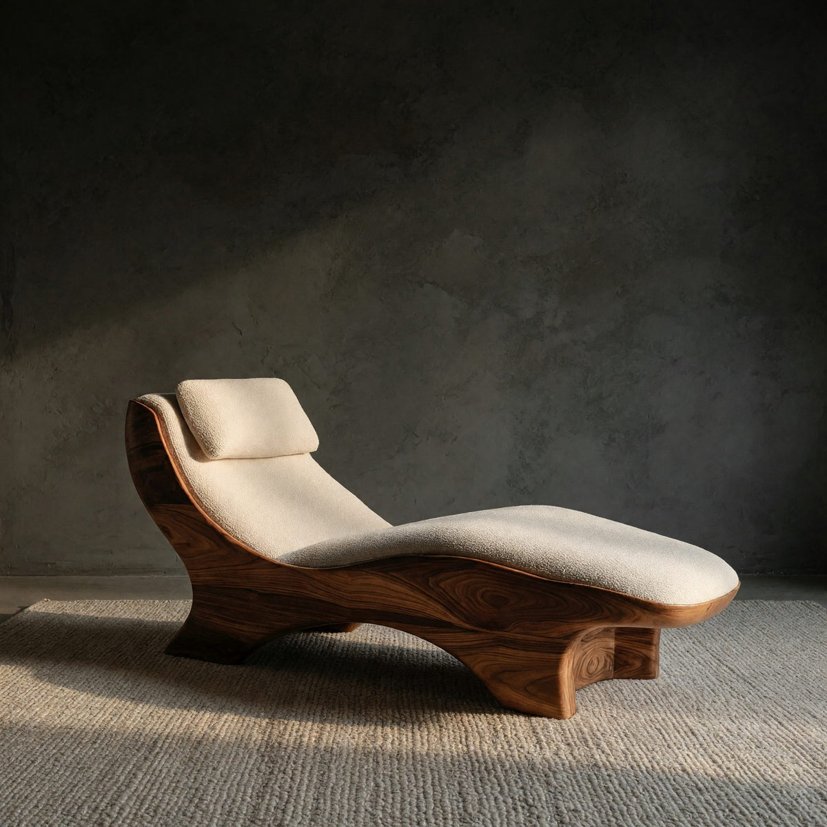 Solid Wood Sofa Sculptural Natural Lounge Chair Bedroom Corner