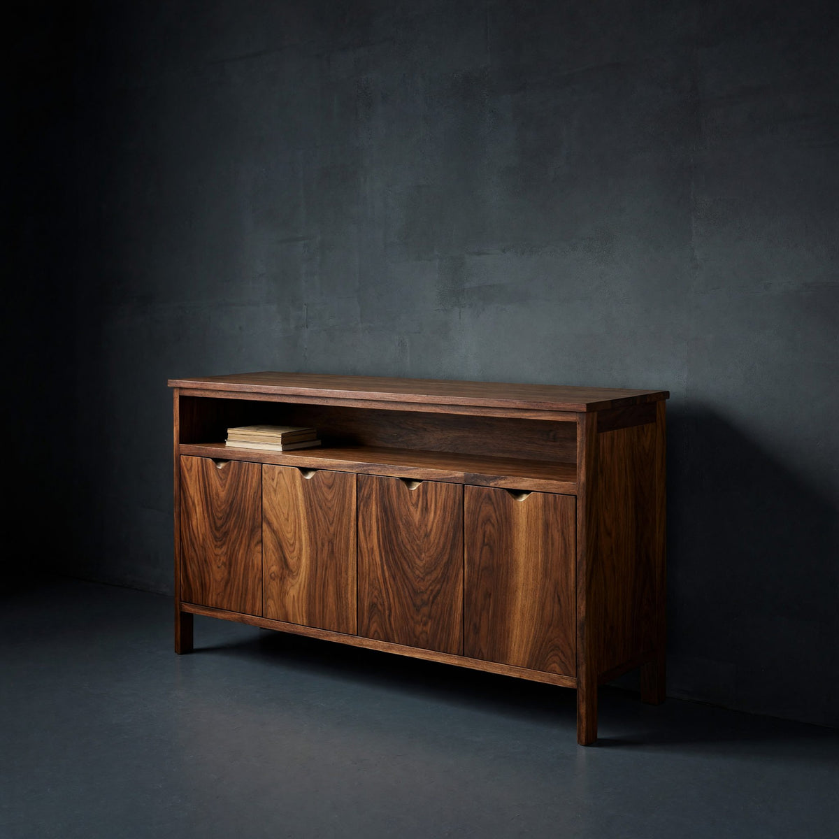 Solid Wood Sideboard With Open Upper Shelf Home