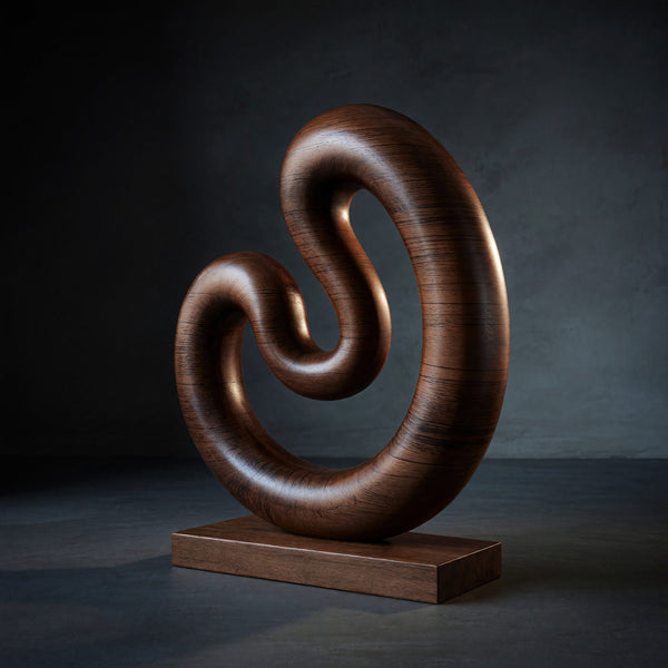 Solid Wood Sculpture Wall Art Farmhouse Large Twisted Spiral Floor Contemporary
