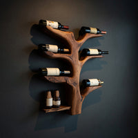 Solid Wood Wine Rack Tree Style Wall Kitchen