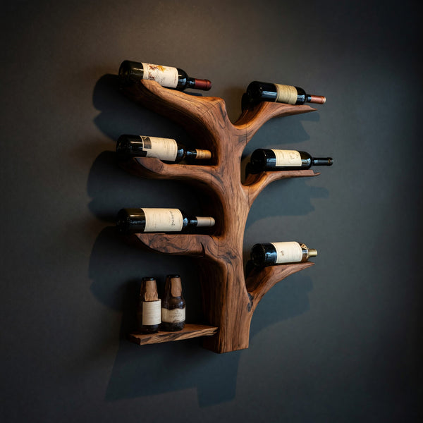 Solid Wood Wine Rack Tree Style Wall Kitchen