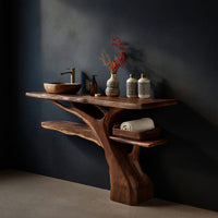 Solid Wood Live Edge Vanity Mid Century Solid Bathroom Sculptural Bathroom