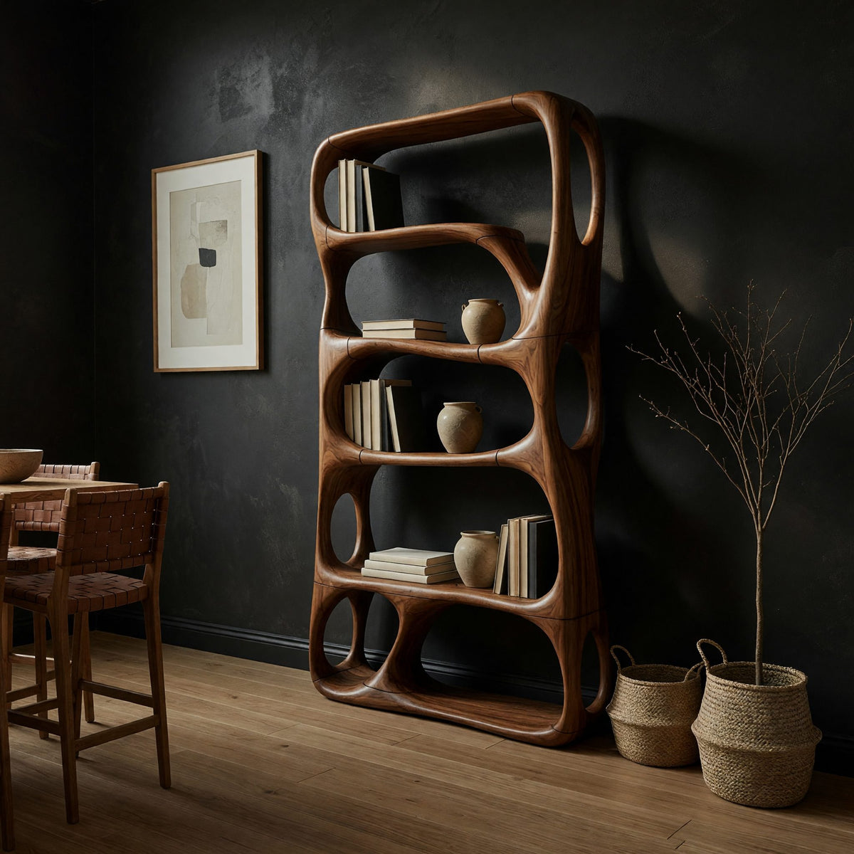 Five-Tier Bookshelf with Looped Oval Cutouts