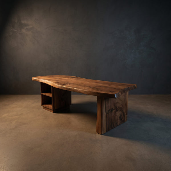 Luxury Solid Wood Executive Desk with Live Edge Top