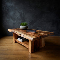 Live Edge Coffee Table for a Quiet Living Room Corner