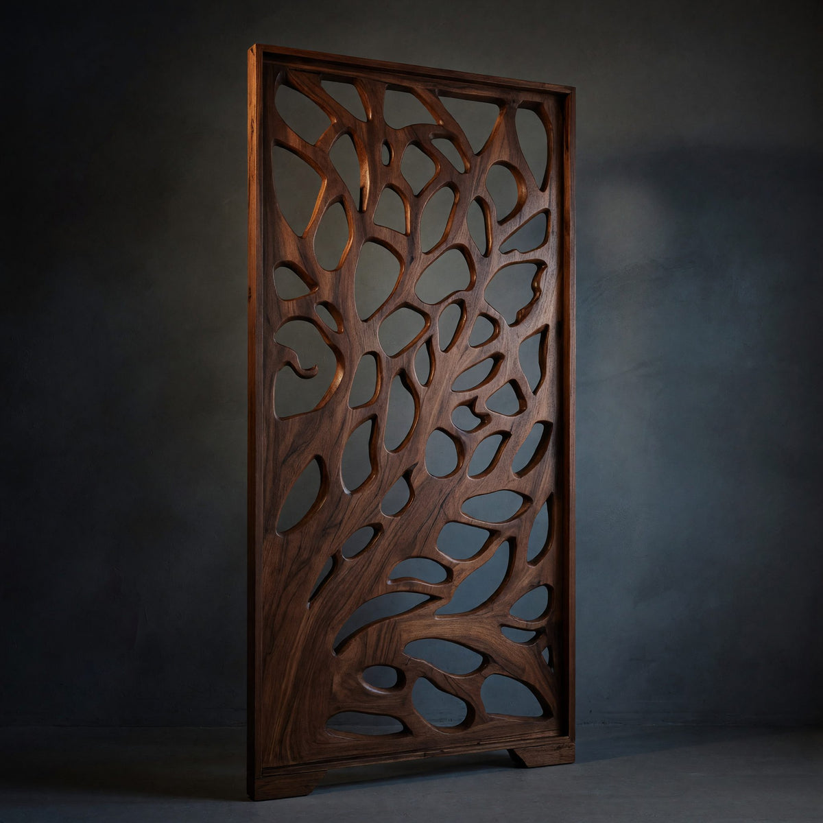 Solid Wood Room Divider Flowing Carved Living