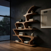 Wave Bookshelf in Solid Hardwood with Live Edge Shelves
