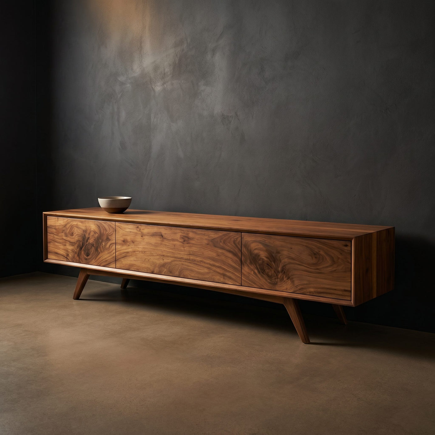 Rustic Wooden Tv Console With Carved Frame For Living Decor