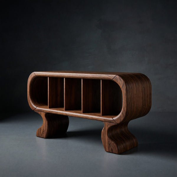 Solid Wood Record Player Stand Curved Luxury Suite