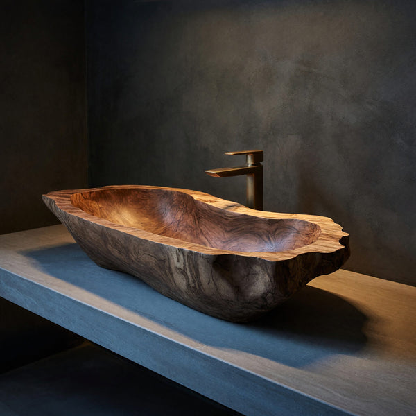 Solid Wood Sink Vanity Mid Century Wash Basin Bathroom