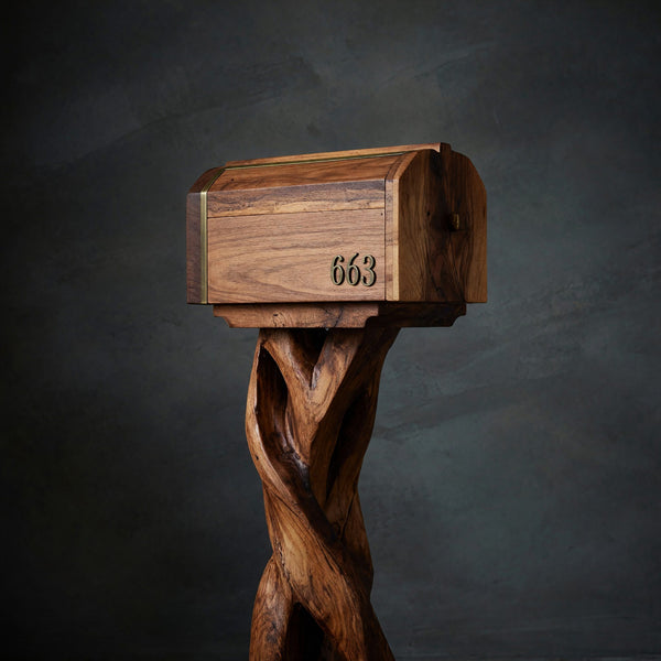 Solid Wood Mailbox Post Farmhouse Solid Sculpture Outdoor Patio