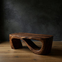 Hand-Shaped Ribbon Base Coffee Table in Solid Wood